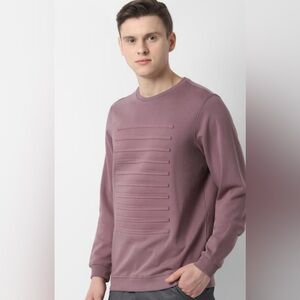 Louis Philippe Leisure Sport Pink Solid Sweatshirt Size Large Slim Fit